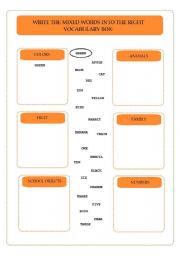 English Worksheet: MIXED VOCABULARY