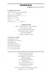 English worksheet: Everybody Hurts - REM