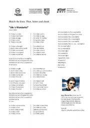 English Worksheet: Life is wonderful - Jason Mraz