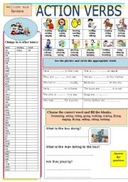 English Worksheet: ACTION VERBS