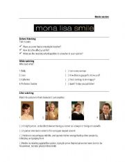 English worksheet: Monalise Smile Movie activity 