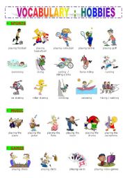 English Worksheet: HOBBIES PICTIONARY