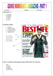 English Worksheet: MAGAZINE WORKSHEET