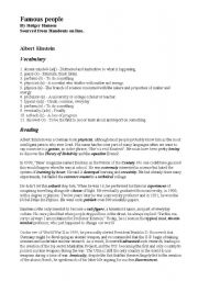 English Worksheet: ESL Albert Einstein Lesson