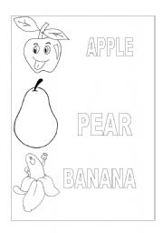 English worksheet: Fruits for color