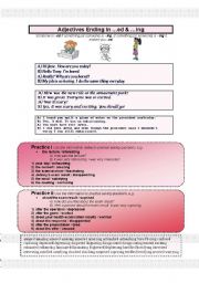 English Worksheet: Adjectives ending in ...ed & ...ing