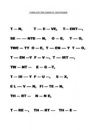 English worksheet: numbers 10-100