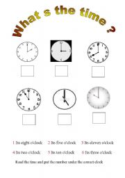 English worksheet: Whats the time