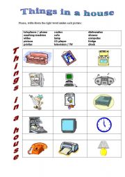 English worksheet: Things in a house