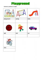 English Worksheet: Playground objects at school