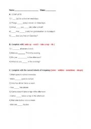 English Worksheet: ROUTINE