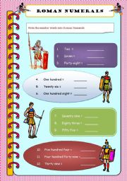 English Worksheet: Roman numerals