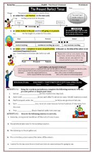 English Worksheet:  The Present Perfect Tense   (The Perfect Tenses 1/3)