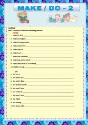 English Worksheet: MAKE and DO 2