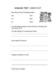 English Worksheet: Grammar Test-Simple Past