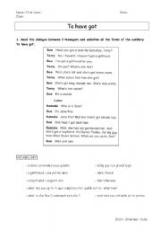 English worksheet: To have got