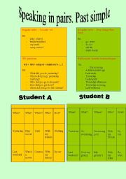 English Worksheet: Speaking in pairs. Past simple