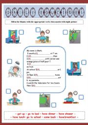 English Worksheet: MY DAY