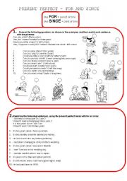 English Worksheet: Present Perfect with for and since