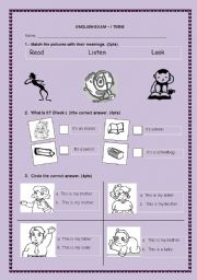 English worksheet: Exam for kids