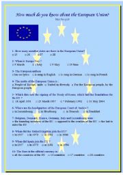 English Worksheet: The EU quiz