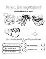 English Worksheet: Do you like vegetable?