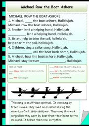 English Worksheet: Very Simple song--Michael Row the Boat Ashore