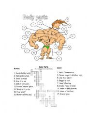 English Worksheet: Body Parts and Clothings