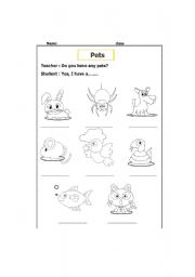 English worksheet: Pets