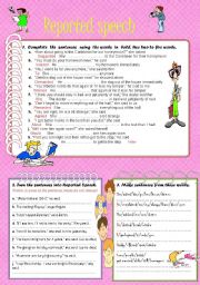 English Worksheet: REPORTED SPEECH