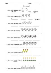 English Worksheet: How Many?