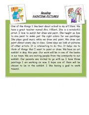 English Worksheet: reading (painting pictures)