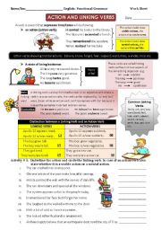 English Worksheet: ACTION AND LINKING VERBS