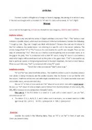 English Worksheet: articles