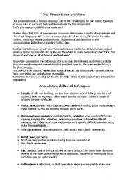 English Worksheet: Oral presentation guidelines