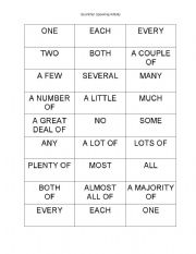 English Worksheet: Quirky Quantifiers
