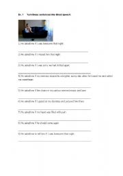 English Worksheet: are you lonesome tonight - reported speech