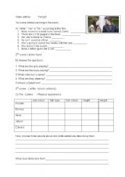 English Worksheet: Twilight video activity