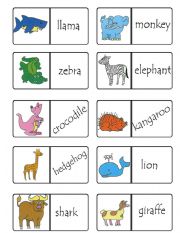 English Worksheet: animals domino set 1