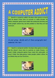 English Worksheet: A COMPUTER ADDICT. Reading 