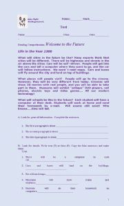 English Worksheet: LIFE IN THE FUTURE