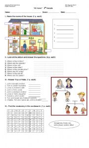 English Worksheet: Family and home