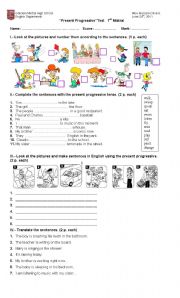 English Worksheet: Progressive test