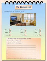 English Worksheet: the living room
