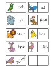 English Worksheet: animals domino set 2