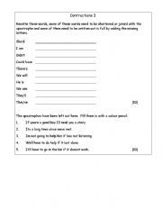 English worksheet: Mastering Contractions