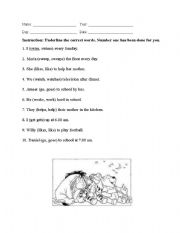 English Worksheet: simple present tense