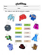 English Worksheet: Clothes