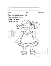 English Worksheet: All About Me: Girl