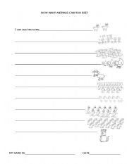 English Worksheet: How many animals can you see?